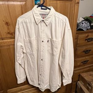 NWOT Milano Bay off white colored button down shirt with 2 chest pockets!